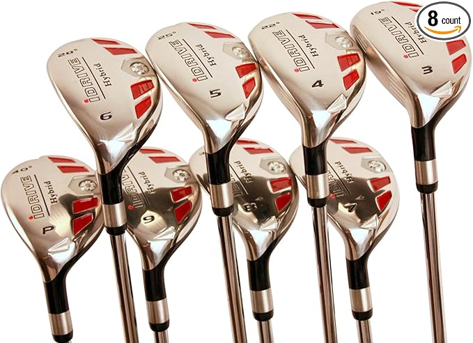 Left Handed Petite Senior Women's Golf Clubs All Ladies iDrive Hybrids Full Set Includes: #3, 4, 5, 6, 7, 8, 9, PW. Lady L Flex New Utility Clubs. (Petite - 4'10'' to 5'3") 55+ Years Old