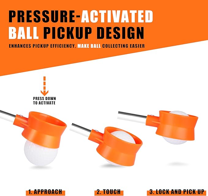 Golf Ball Retriever Telescopic for Water, 9Ft/12Ft/17Ft/20Ft Stainless Steel Golf Ball Retriever, Professional Golf Ball Retriever(20Ft)