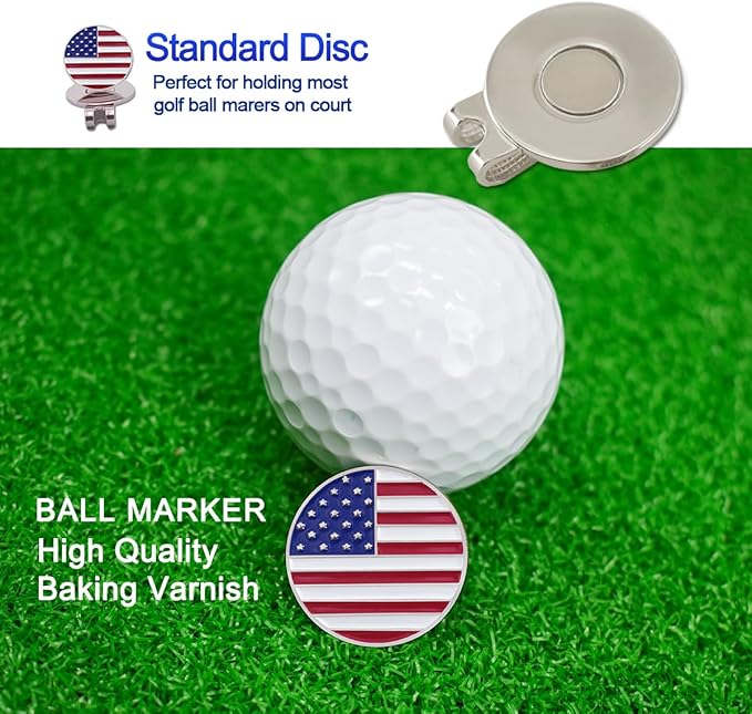 6 Pack Golf Ball Markers with Magnetic Hat Clips Value Sets - Soft Enamel Technique for Men Women Golfer, Removable Attaches Easily to Golf Cap Premium Gifts.