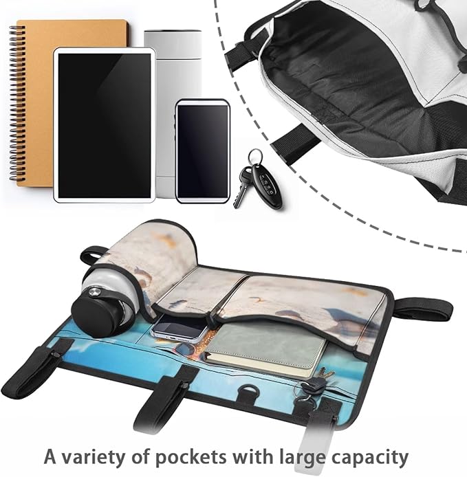 Beach Golf Cart Rear Seat Organizer Foldable Storage Bag for Club Car, Wheelchair and Walker