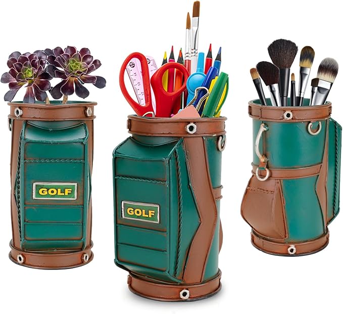Roykaw Golf Pen Holder for Men Women, Office Present, and Golf Office Decor for Men, Golf Ideas, Small Golf Present