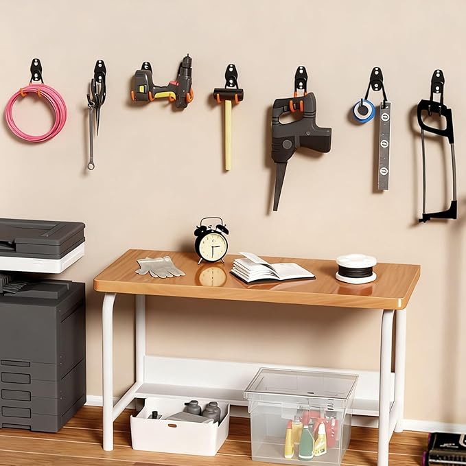 Garage Storage Utility Hooks，Garage Garden Tool Organizer，Steel Wall Mount Hooks, Garden Small U Hooks (6 Pack-Black)