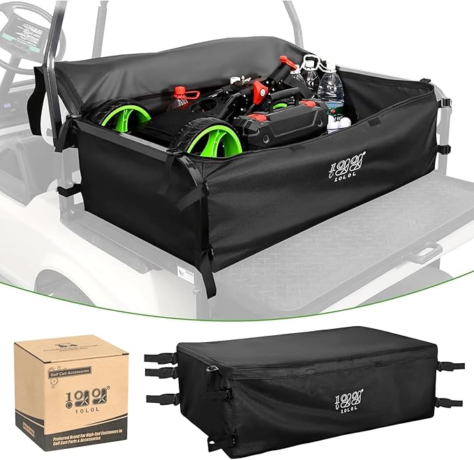 10L0L 4-Passenger Golf Cart Storage Bag,Cargo Bag with Zipper,Strong Buckle,Expand Space for Yamaha,Club Car, EZGO Back Seat Storage