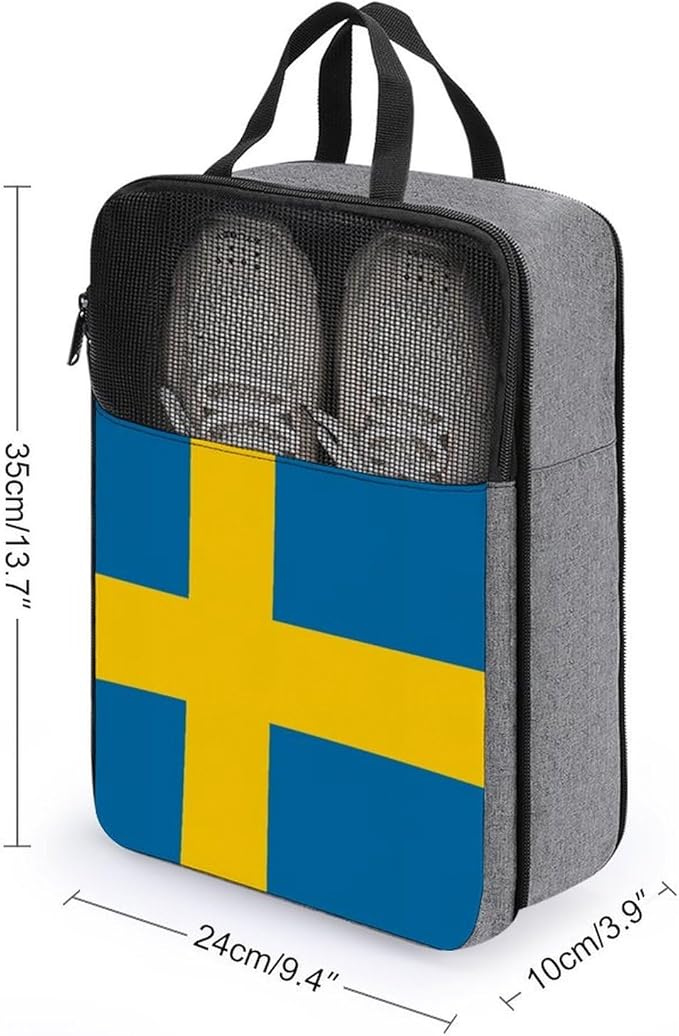 Reusable Portable Shoe Bag Sweden Flag Travel Shoe Bags for Storage and Packing Dust-Proof Sneaker Bag