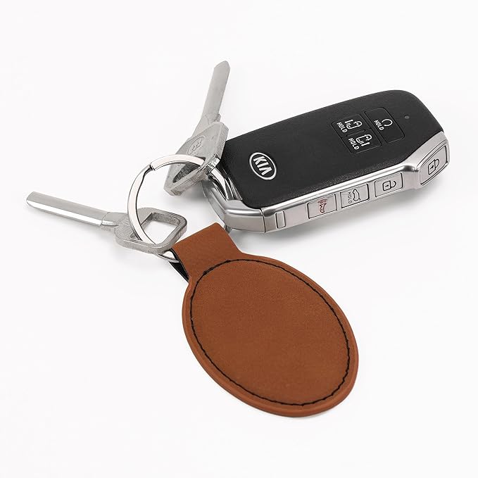 LaserGram Oval Keychain, Golfer Golfing, Personalized Engraving Included (Dark Brown)
