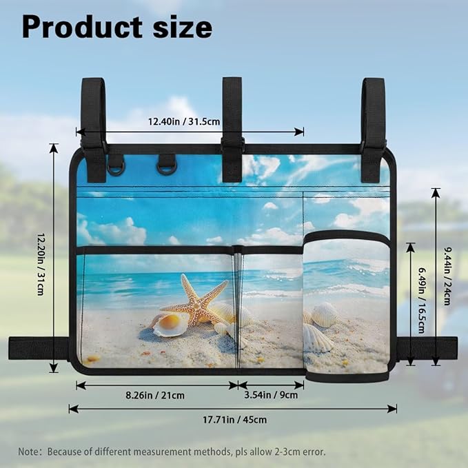 Fashion Golf Cart Rear Seat Organizer Lightweight Storage Bag Accessories for Club Car, Wheelchair and Walker