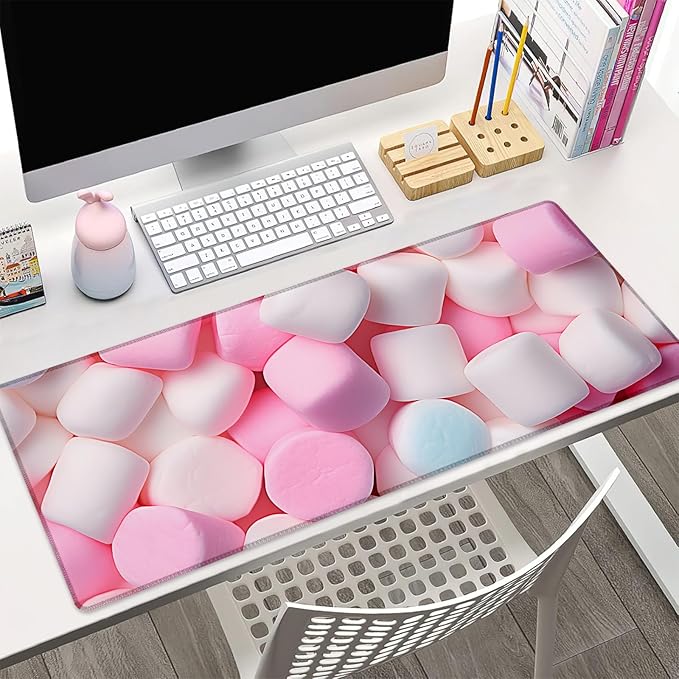 Sweet Marshmallow Gaming Mouse Pad Gifts 31.5" x 11.8", Non-Slip Rubber Base MousePads for Computers Laptop School Office Home Accessories Decor, Mouse Pad, Keyboard Desk Mat