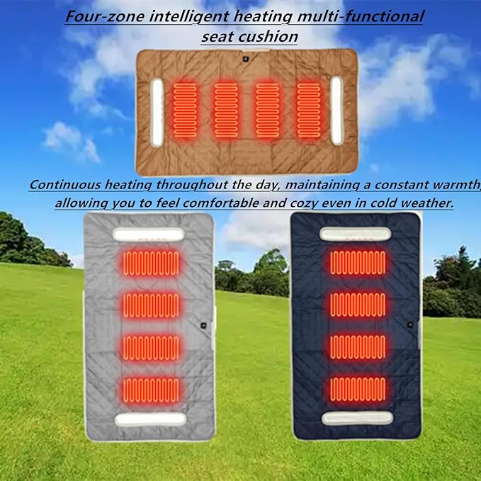 Golf Cart Heater, Heated Golf Cart Seat Cover - USB Powered 4-Zone Warming Pad & Electric Blanket for Golf Carts, 3-Temperature Settings with Portable Foldable Design (Coffee)