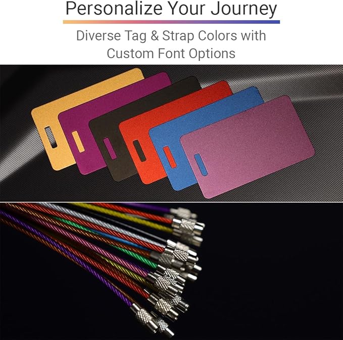 Customized Luggage Tags for Suitcases - Anodized Aluminum Luggage Tags - Laser Engraved Metal SuitcaseTags Pack of 4 (Purple, 2x3.5)