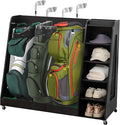 Golf Bag Organizer Storage Rack Stand Holder Fits Extra Large Golf Club Bags and Multiple Golfing Equipment Accessories for Garage Home Simulator and Office