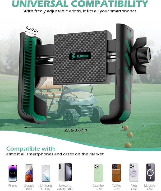 FLORICH Golf Cart Phone Holder Mount Magnetic Phone Holder Compatible with EZGO/Club Car/Yamaha, Ultra Strength 52 Magnet Cell Phone Caddy Compatible with iPhone/Galaxy/Google Pixel