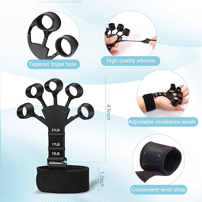 10 PCS Grip Strength Trainer Kit, Hand Gripper Strengthener, Forearm Strengthener, Finger Strengthener, Finger Exerciser, Stress Relief Ball,Forearm Workout Ring for Muscle Building and Injury Recover