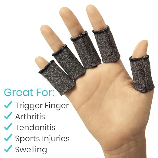 Vive Finger Sleeves (30 Pack) - Compression Cushion for Arthritis, Swelling, Joint Pain Relief - Thumb & Index Guard Wraps Basketball, Golf, Crochet, Writing, & More - Support Protectors for Sports