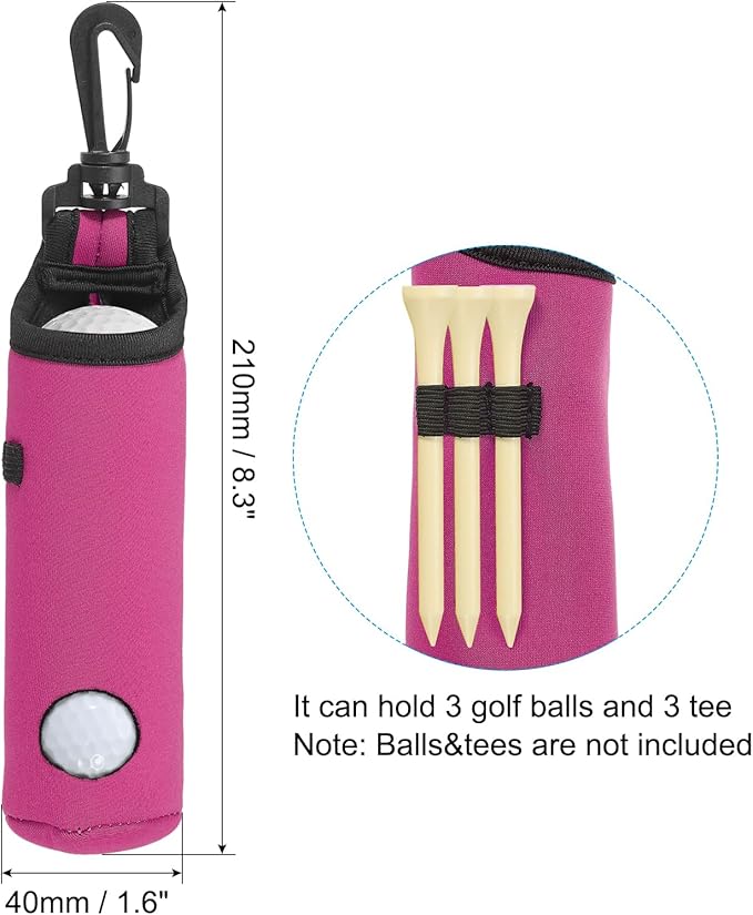 PATIKIL Golf Ball Carry Bag, Golf Tee Holder Pouch Portable Neoprene Golf Ball Holder with Clip for Men and Women Storage Gifts