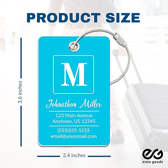 Personalized Luggage Tag | 10 Pack | Custom Luggage Tags for Suitcases | Kids Backpack Tag | 10 Color Options & Choose Font, Font Color