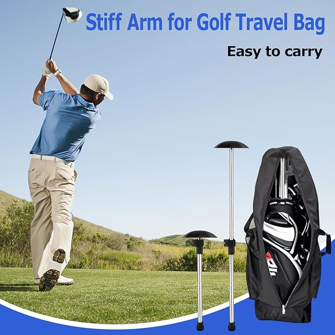Golf Travel Bag Support Pole, 33"-60" Golf Club Travel Protector Stick for Bag Telescopic Adjustable Airlines Stiff Arm Club Protector Stainless Steel Pole