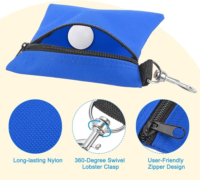 PATIKIL Golf Tee Pouch, Zipper Golf Ball Bag with Metal Lobster Claw Clip for Men Women Valuables Holder