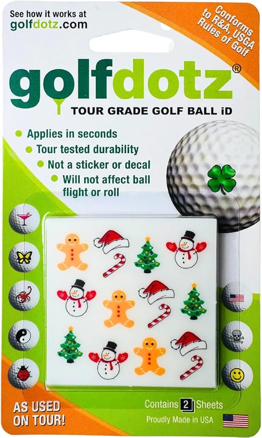 Golfdotz - USGA Rule Conforming Golf Ball Markers, Golf Ball Stickers for Marking Balls, No More Smearing from Stamps, Gifts for Golfers, Dads, and Retirees, (18-32-Count)