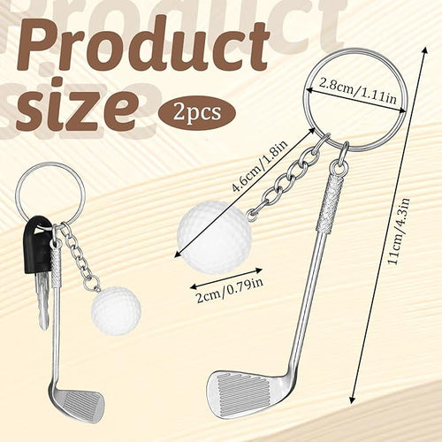 2 PCS Golf Club Keychain, Mini Alloy Golfs Ball Keychains Golf Gifts Keychain for Men Women Golfers Funny Christmas Birthday Gift for Father Grandfather Sports Golf Lovers