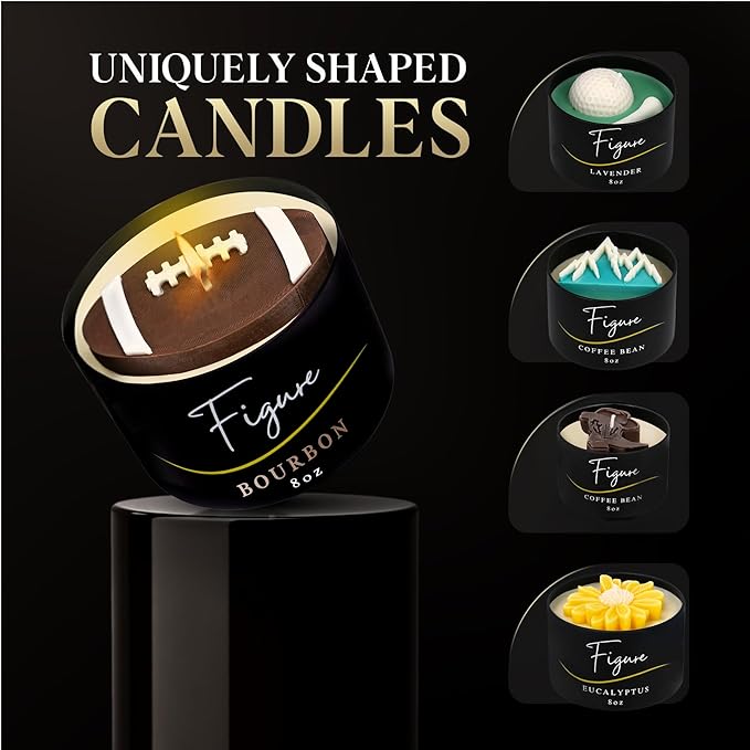 All-Natural Football Candle – Apple Bourbon Scent | Hand-Poured in The USA | Beeswax & Soy Wax | Essential Oils | 100% Beeswax Wick | Premium Gift Box | Candle Gifts for Men & Women