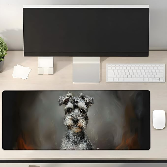 Schnauzer Gaming Mouse Pad Gifts 31.5" x 11.8", Non-Slip Rubber Base MousePads for Computers Laptop School Office Home Accessories Decor, Mouse Pad, Keyboard Desk Mat