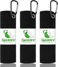 3 Pack 16" X 16" Waffle-Pattern Golf Towels with Carabiner Clip, Super Absorbent Microfiber, Navy Blue, Dark Grey, Light Grey