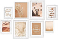 ArtbyHannah Gallery Wall Frame Set for Living Room, White Picture Frames Collage Wall Decor with Neutral Art Prints for Stairway, Dining Room, 8 Pack Assorted Size-11"x14", 8"x10", 6"x8"
