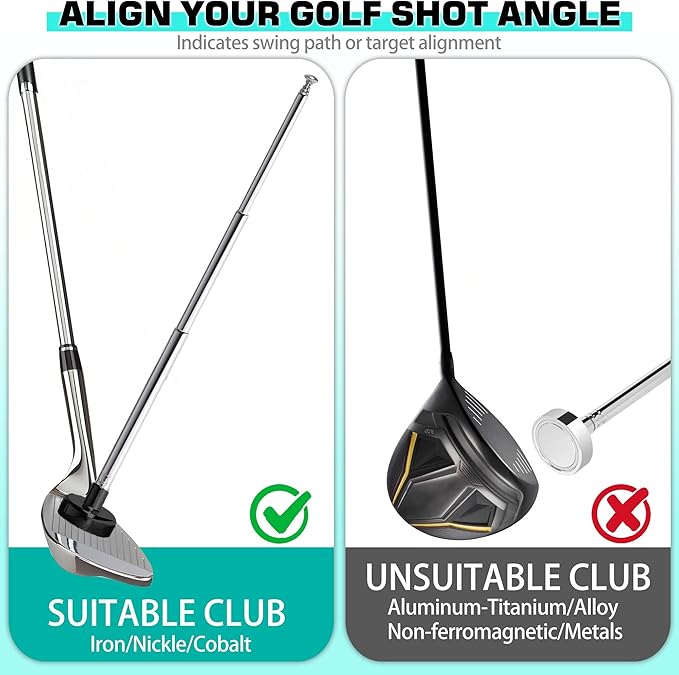 Golf Alignment Rods, 7 Length Adjustments - Golf Alignment Stick Corrector Lie Angle Tool, Golf Swing Training Aids Aiming Stick - Golf Club Face Aim, Visualize and Align Your Golf Shot