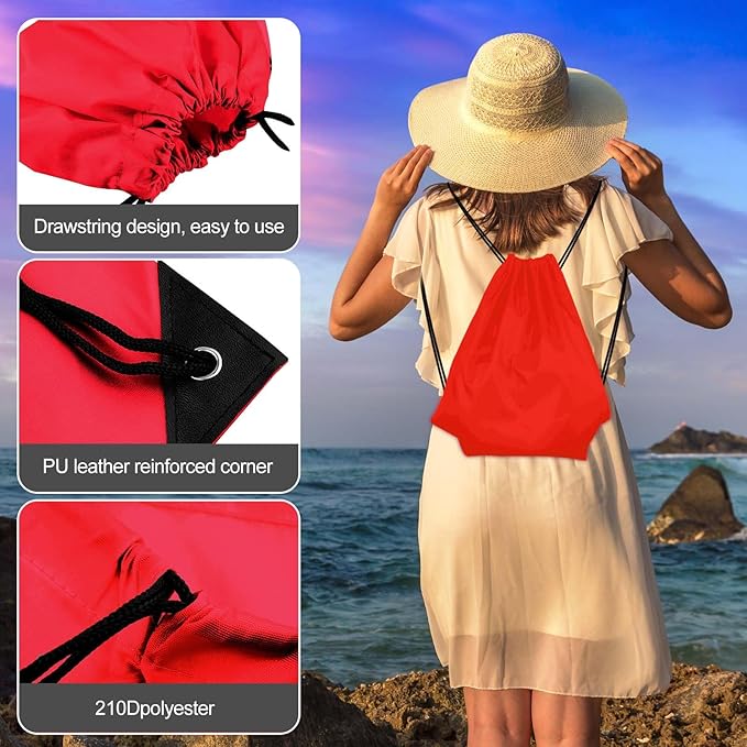 KUUQA 50Pcs Red Drawstring Backpack Bag Sack Drawstring Bags Bulk String Bags Storage Bags for Sport Gym Traveling