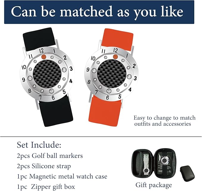 Golf Ball Marker with Carbon Fiber Ball Marker Bracelet, Golf Accessories, Golf Gifts, Golf Counter for Men Women