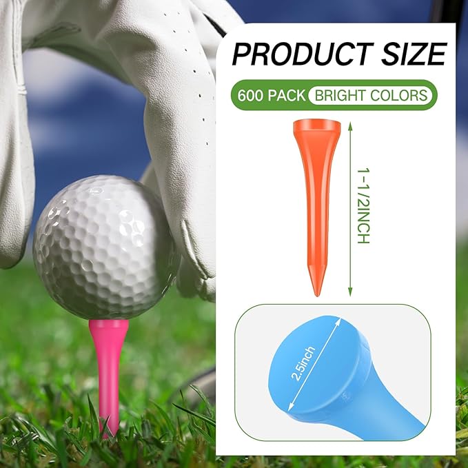Mudder 600 Pack Golf Tees Bulk Wooden Golf Tees Multicolor Wood for Men Balls Accessories