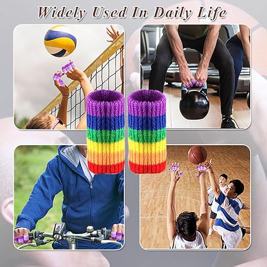Finger Sleeves Protectors, 10Pcs Sport Finger Sleeves Elastic Thumb Brace Support for Basketball Golf Premium Fingers Sleeve for Arthritis Perfect for Relieving Pain (10pcs rainbow set)