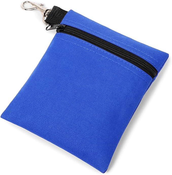 BuyAgain Golf Tee Pouch, 5.62 X 6.87 Inch Professional Zipper Golf Tee/Ball Pouch Bag with Metal Lobster Claw Clip