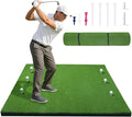 31mm Golf Mats Practice Outdoor & Indoor, 5x4ft/5x5ft Golf Hitting Mat with 9 Tees, Heavy Duty Artificial Turf Matt for Backyard Garage Simulator Training Chipping Driving Swing