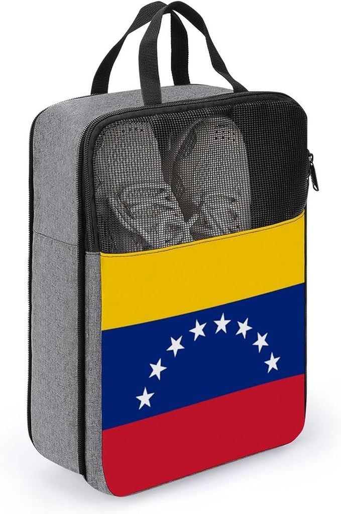 Portable Travel Shoe Bag with Zipper Foldable Sneaker Shoe Organizer Bag Venezuela Flag Lightweight Sneaker Bags