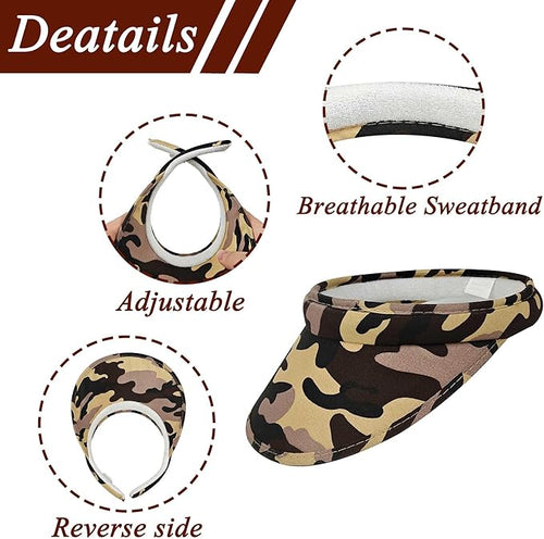 2 Pack Sun Visor Hats Women Men Clip On Wide Brim Visors Hat Outdoor Sports Golf Beach Travel Tennis Caps