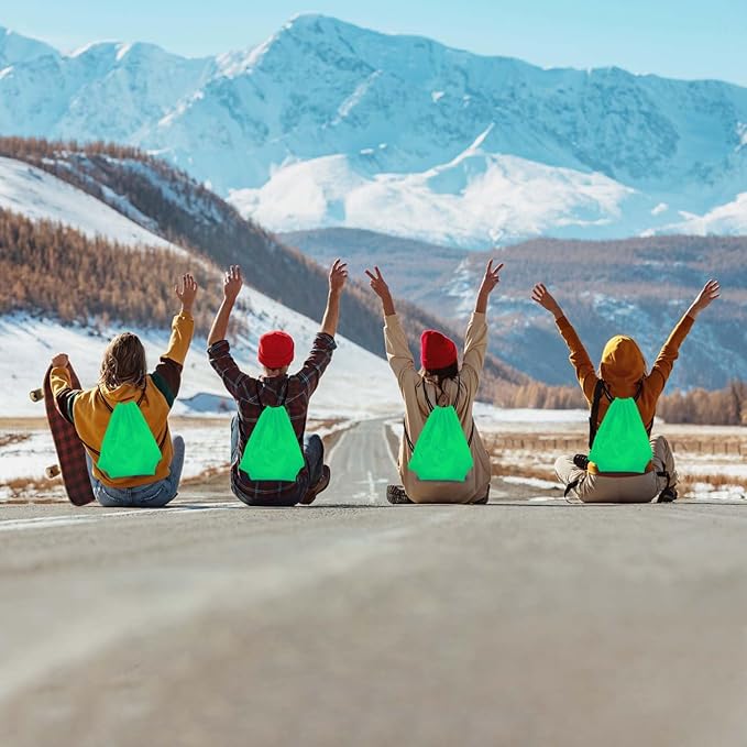 KUUQA 25Pcs Green Drawstring Backpack Bulk Drawstring Bags String Cinch Gym Backpack for Gym Sport Traveling