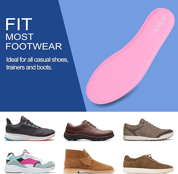 2 Pair -Shoe Inserts for Womens Memory Foam Insoles,Replacement Insoles for Work Boots Running Shoes, Cushion Shock Absorbing for Foot Pain Relief, Comfort Breathable Inner Soles Pink 39EU,US8