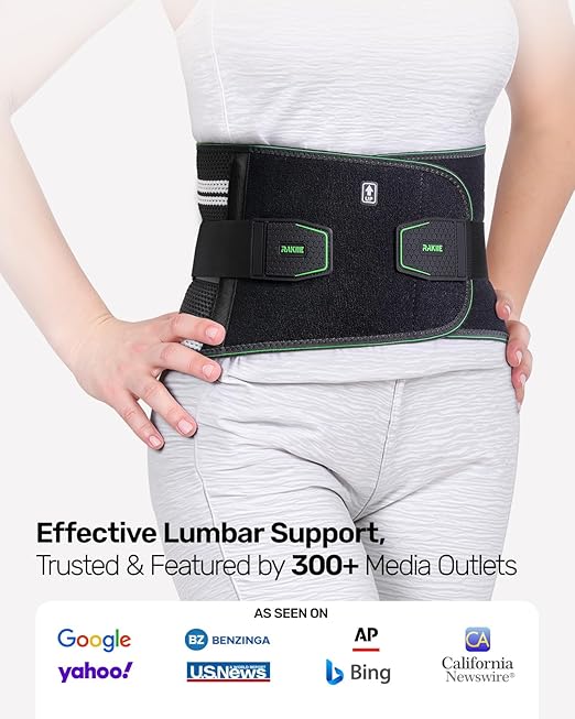 Back Brace for Lower Back Pain Relief, 8X Powerful Lumbar Support with 3D Pad, Support Belt for Men Women, Breathable Back Support Brace with Adjustable Strap, Green Size S