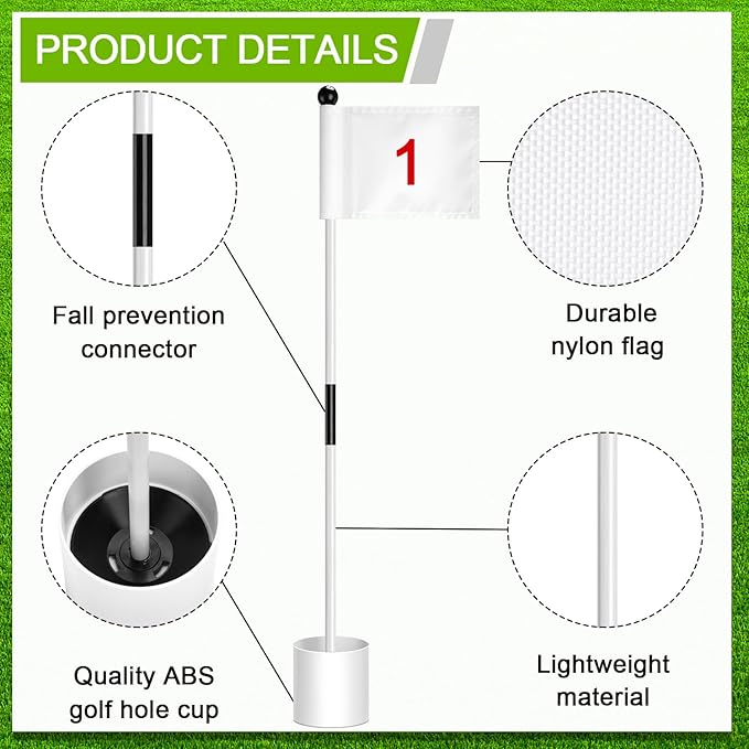 Hungdao 10 Set Golf Flagstick Mini Putting Green Flag for Yard Golf Pin Hole Cup and Flag Set Portable Practice Putting Green Flagsticks for Driving Range Backyard Gift Idea (Normal,Mixed)