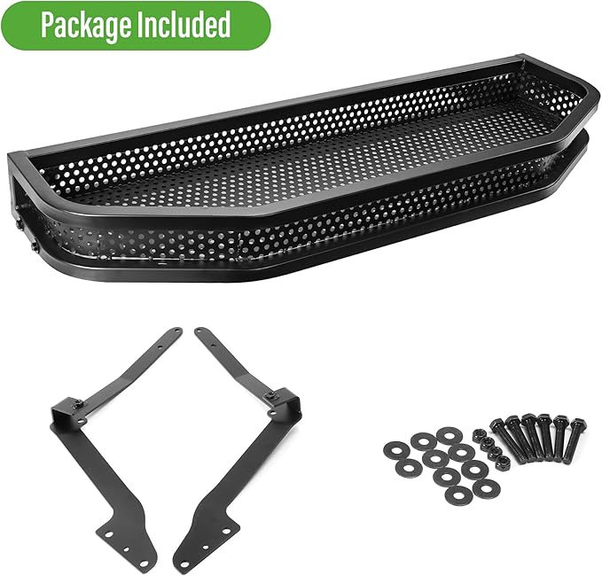 Club Car DS/Precedent Front Cargo Basket Clay Outer Utility with Mounting Brakets for Gas & Electric Golf Carts, Heavy-Duty Steel Drop Mesh Storage Rack