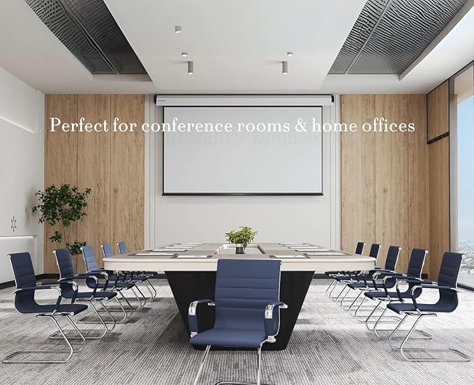 CIMOTA Waiting Room Chairs Leather Office Guest Chair Mid Back Reception Chairs with Sled Base for Meeting/Patient/Conference Room, Navy Set of 8