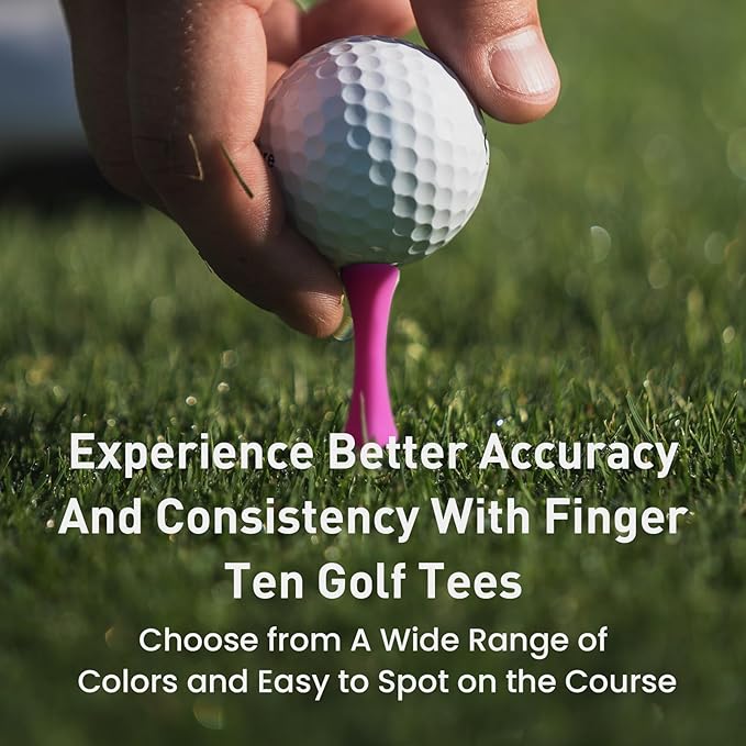 FINGER TEN Golf Castle Tees Plastic 2 1/4 Inch with Stopper for Consistent Height Value 50 Pack, Short Durable Tee for Par 3 Holes in Orange Purple Pink for Men Women