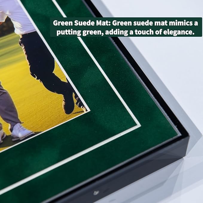 One-Shot Victory Golf Ball Display Frame – Acrylic Case with External Ball Mount, Custom Photo & Nameplate, Green Suede Mat, Elegant Golf Keepsake Gift