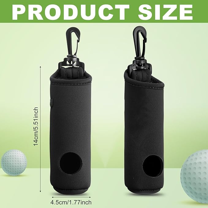 Golf Ball Holder Golf Tee Holder Golf Ball Carry Bag Pouch with Light Weight Hook Keychain Belt Clip Portable Golf Accessories for Men Women 2 Pack