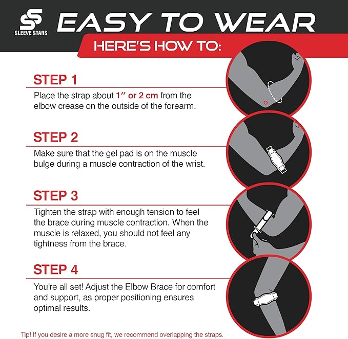 Sleeve Stars Tennis Elbow Brace for Women - Adjustable Tennis Elbow Strap, Golfers Elbow Brace for Men, Counterforce Brace for Tendonitis Relief, Fits 9"-23" (Pair/Light Blue)