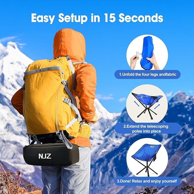 Lightweight Folding Camping Chair — Compact & Portable Design, Easy Setup Collapsible Chair for Hiking, Beach, Camping & Outdoor Relaxation