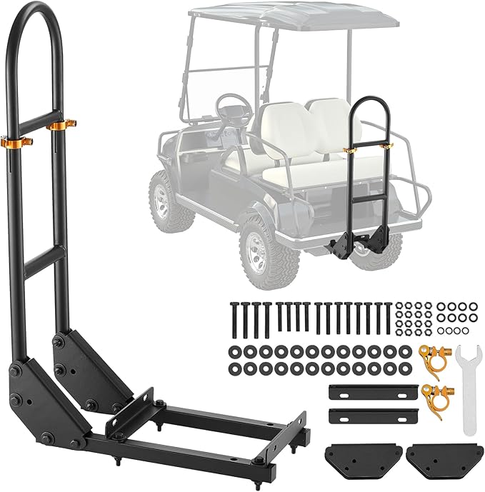 VEVOR Golf Cart Rear Seat Grab Bar, Compatible with Yamaha Club Car EZGO, Most Golf Carts with Metal Footplates, No Modification Needed, 27.5 to 33.5 Inch Height Adjustable