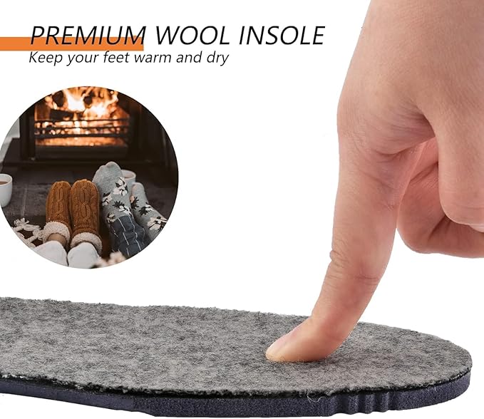 Thick Merino Wool Insoles for Women Fur Fleece Shoes Inserts Memory Foam Cushion Comfort Warm Sheepskin Insoles for Winter Snow Boots Slippers Grey 39EU,US8