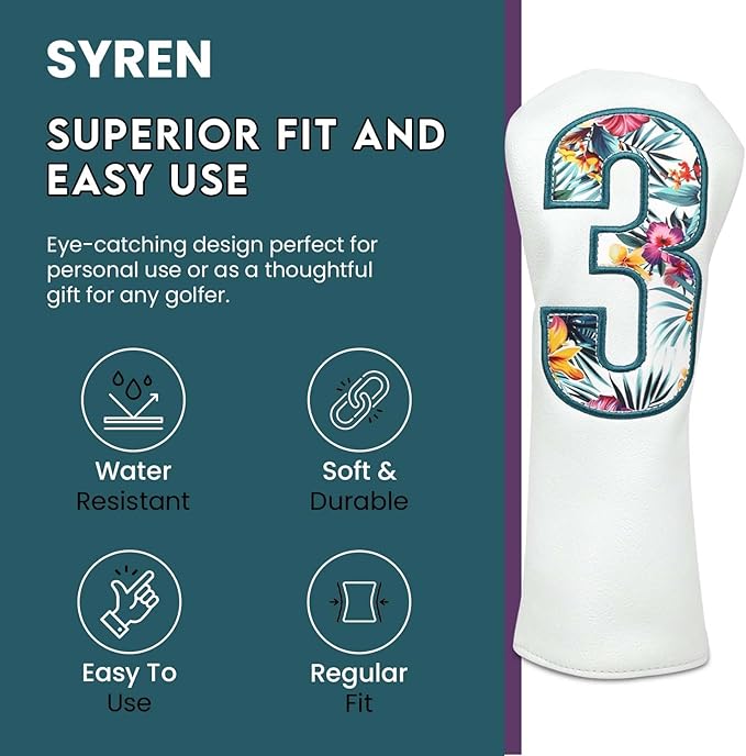 Syren Tropics Club Head Cover - Premium Golf Club Protector - Headcover for Odyssey | Essential Golf Accessories for Men with Premium Club Protection | Funny Golf Accessories for Men (for-Fairway)